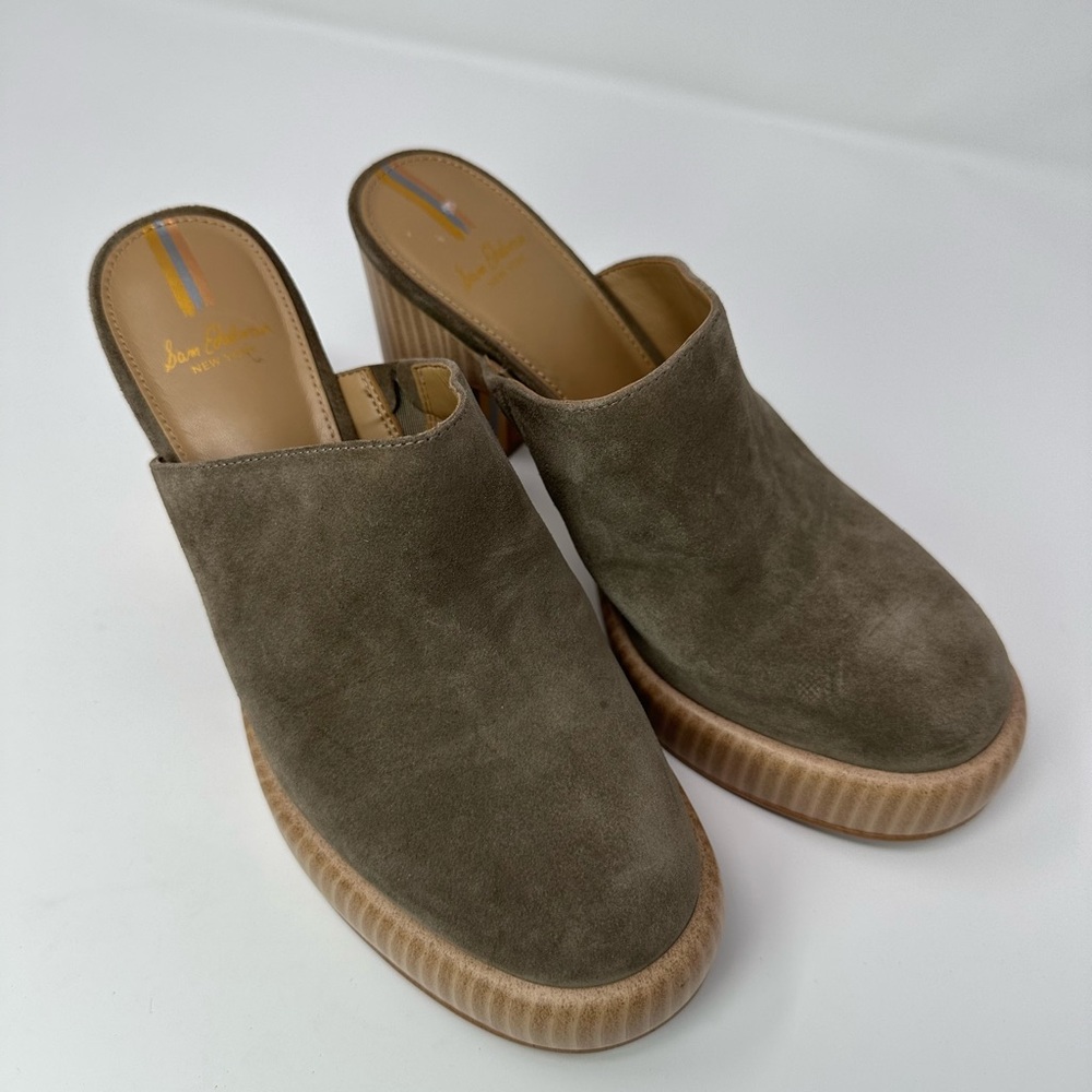 Sam Edelman Shiloh Suede Mule Heel, Olive Suede, Size 6.5